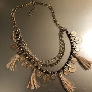 Gold Chain & Tassel Necklace